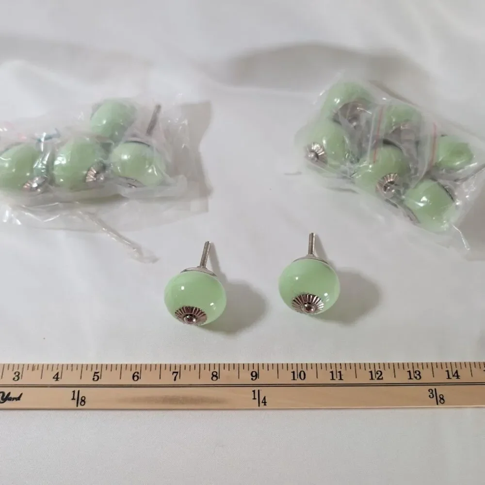 Trinca-Ferro Set of 6 Large Ceramic Tomato Drawer Knobs Mint Green New